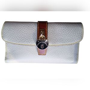 Dooney & Bourke Gray Leather Wallet with Brown Strap